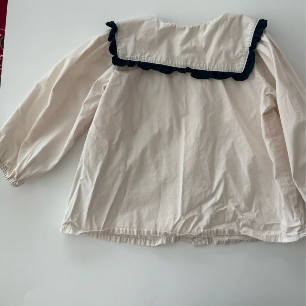 H&M 18M Cream Button-Up Shirt with Black Trim​